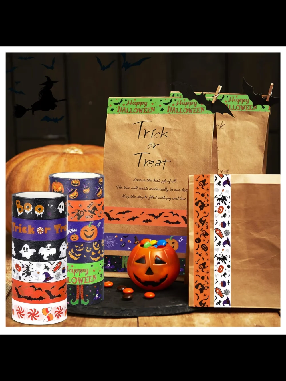 12 Rolls Halloween Washi Tape 15mm Wide Halloween